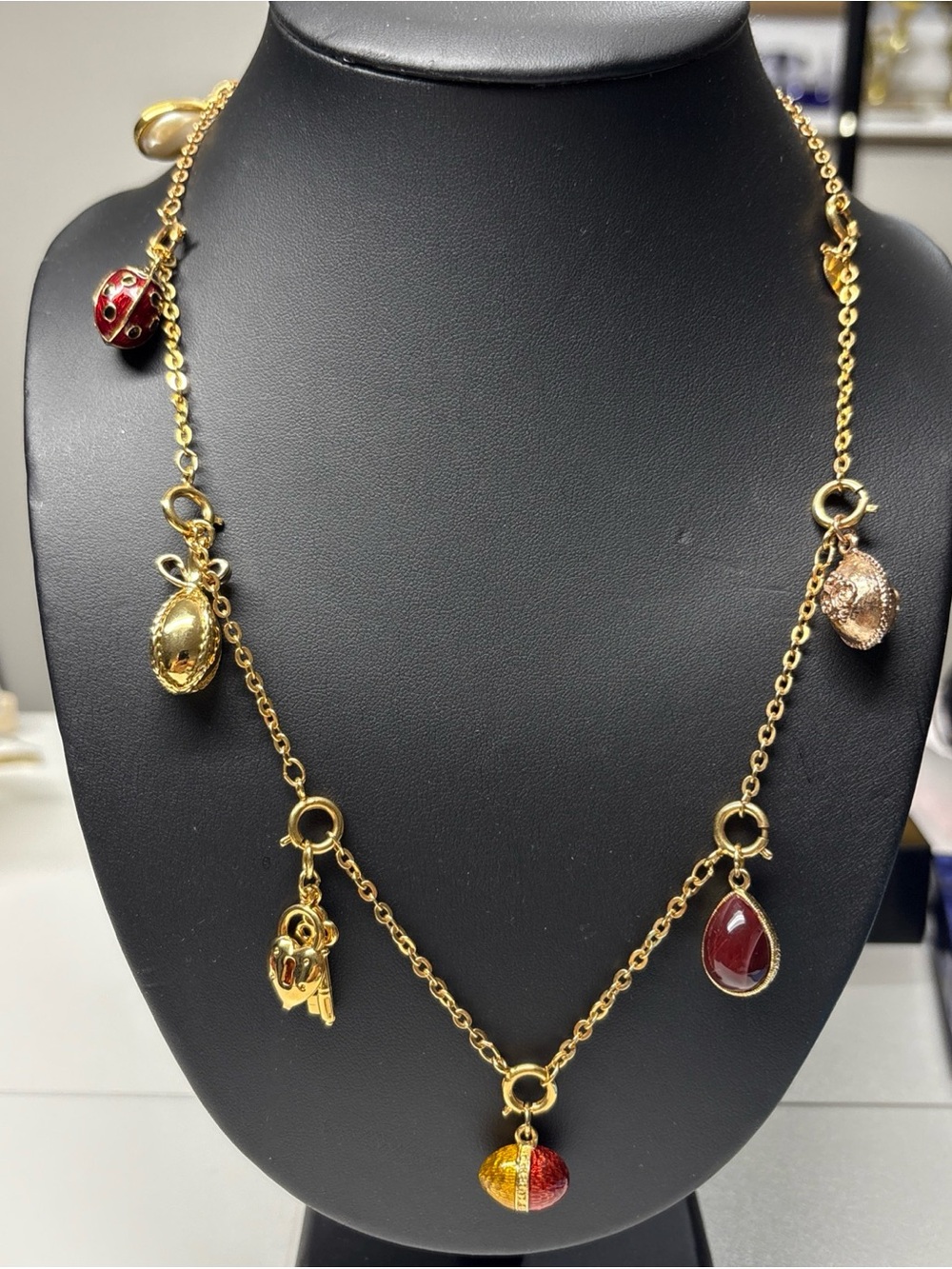 Joan Rivers Gold-Tone Necklace with Deep Burgundy Teardrop